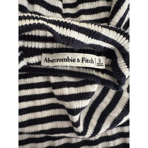 Abercrombie & Fitch Black White Striped Ribbed Turtleneck Small Y2K Preppy - Picture 8 of 8